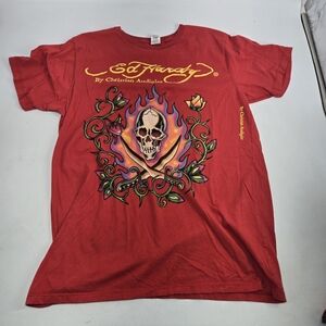 Ed Hardy Red Graphic T-Shirt L